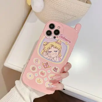 Чехол для телефона Apple с кнопками Sailor Moon в стиле ретро, аниме, мультфильм, Iphone 14Pro 13 12 11, Силиконовый защитный чехол для антенны, подарок